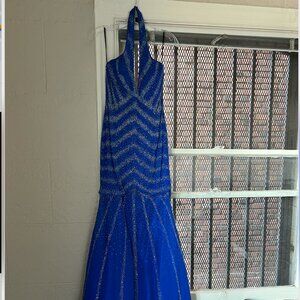 Blue Mermaid Skirt Prom Dress with beautiful beading -- only worn once!
